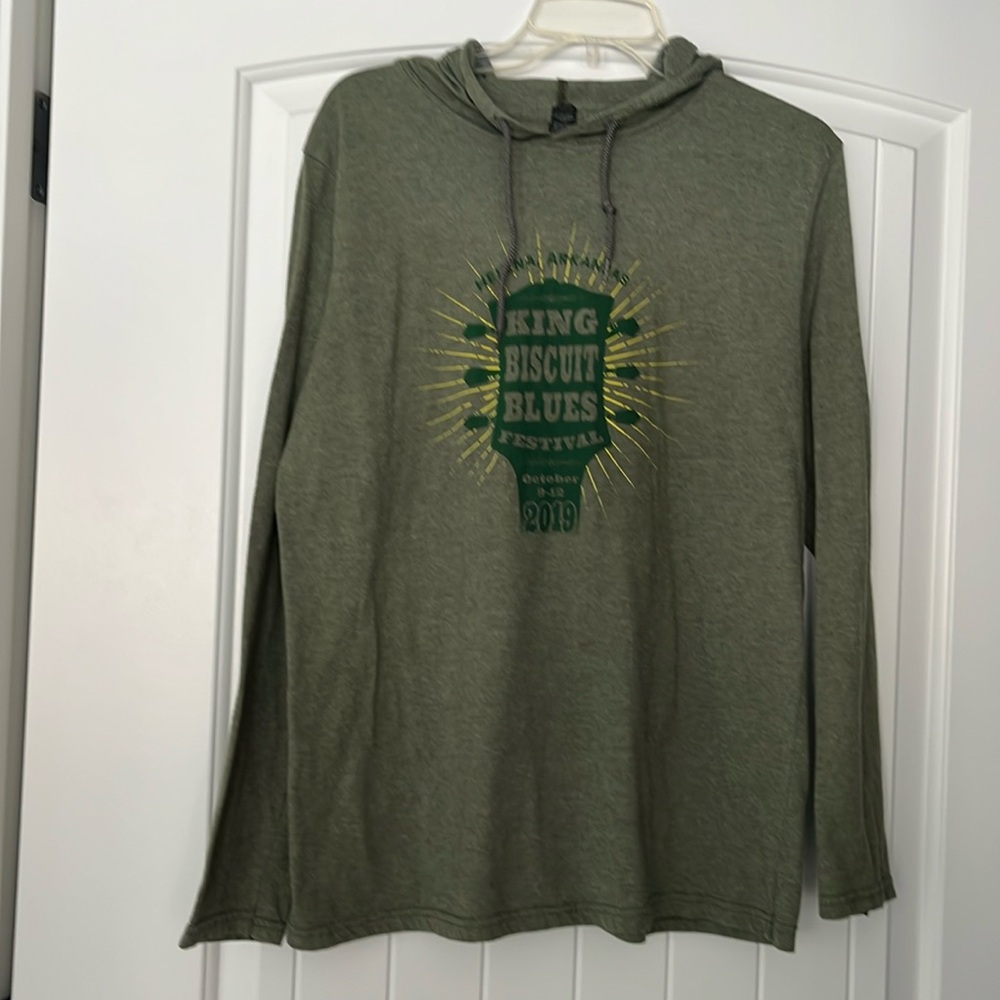 King Biscuit Festive 2019 long sleeve hooded teeshirt.